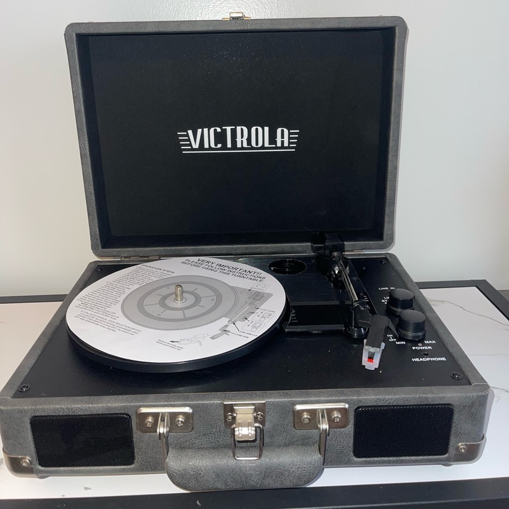 Victrola 3-Speed Bluetooth Portable Stereo Turntable - Gray (VSC-580BT-LGR)